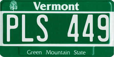 VT license plate PLS449