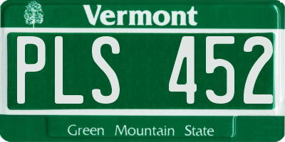 VT license plate PLS452
