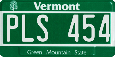 VT license plate PLS454