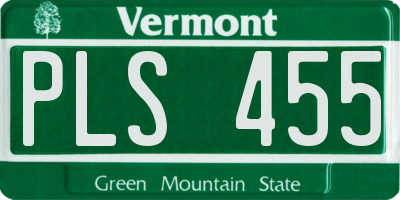 VT license plate PLS455