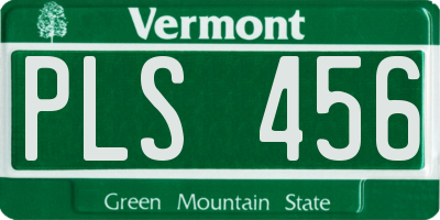 VT license plate PLS456