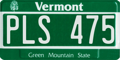 VT license plate PLS475