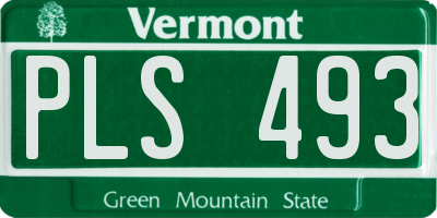 VT license plate PLS493