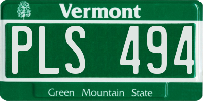 VT license plate PLS494