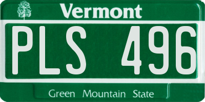 VT license plate PLS496