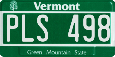 VT license plate PLS498