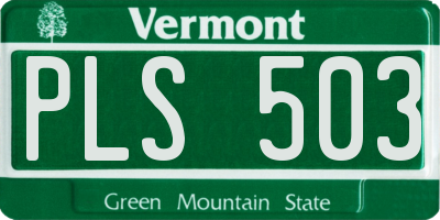VT license plate PLS503