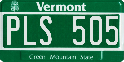 VT license plate PLS505