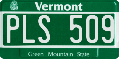 VT license plate PLS509