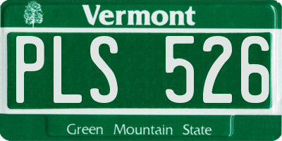 VT license plate PLS526