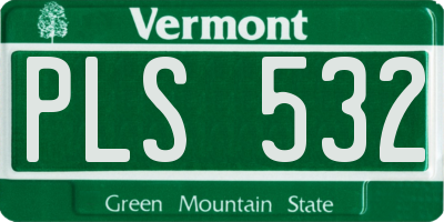 VT license plate PLS532