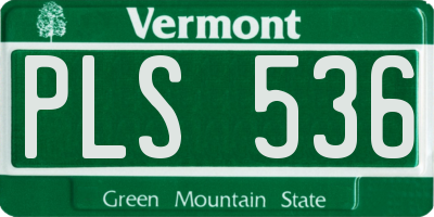 VT license plate PLS536