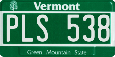 VT license plate PLS538