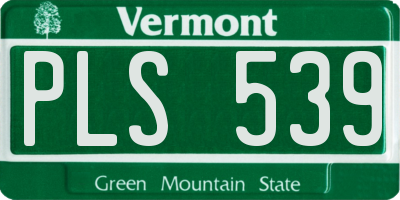 VT license plate PLS539