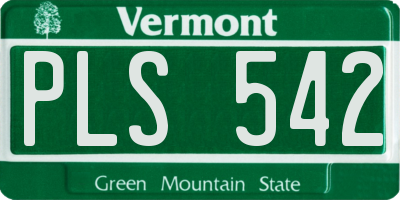 VT license plate PLS542