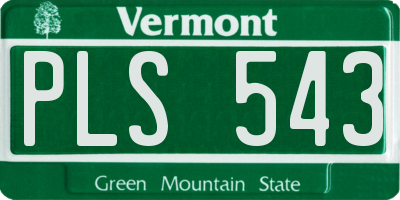 VT license plate PLS543
