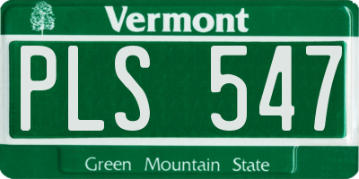 VT license plate PLS547