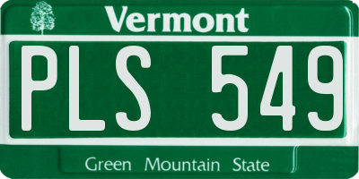 VT license plate PLS549