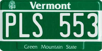 VT license plate PLS553