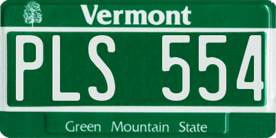 VT license plate PLS554