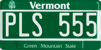 VT license plate PLS555
