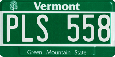 VT license plate PLS558