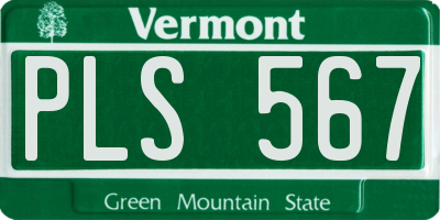 VT license plate PLS567