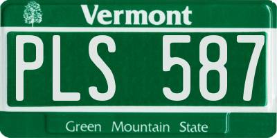 VT license plate PLS587