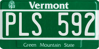 VT license plate PLS592