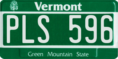 VT license plate PLS596