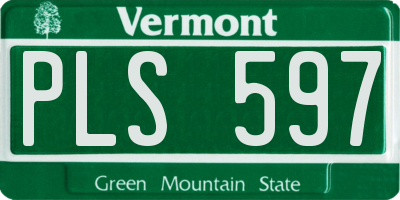 VT license plate PLS597