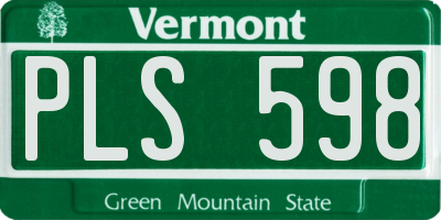 VT license plate PLS598
