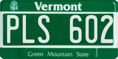 VT license plate PLS602