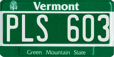 VT license plate PLS603