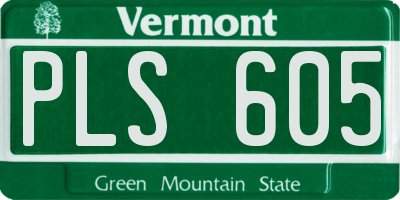 VT license plate PLS605