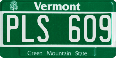 VT license plate PLS609