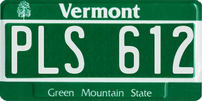 VT license plate PLS612