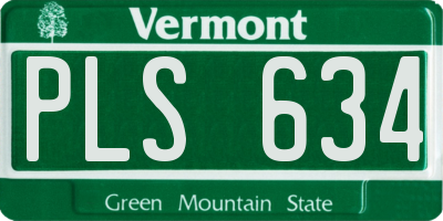 VT license plate PLS634