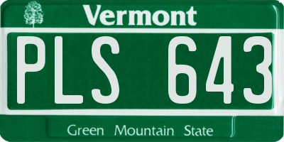 VT license plate PLS643