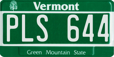 VT license plate PLS644