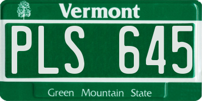 VT license plate PLS645