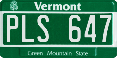 VT license plate PLS647