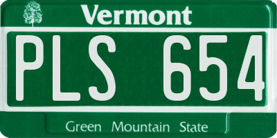 VT license plate PLS654