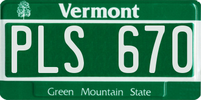 VT license plate PLS670