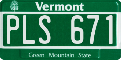 VT license plate PLS671