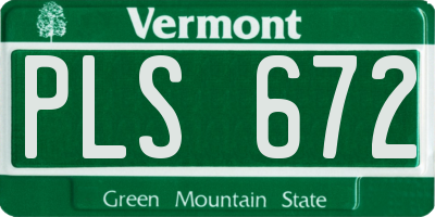 VT license plate PLS672