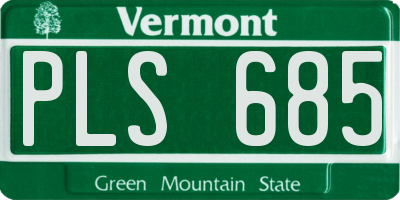 VT license plate PLS685