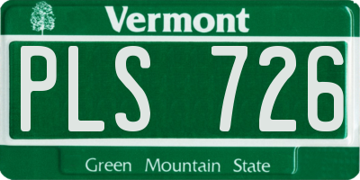 VT license plate PLS726