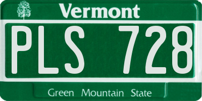 VT license plate PLS728