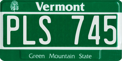 VT license plate PLS745